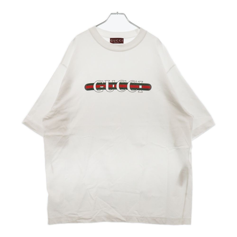 GUCCI (グッチ) ロゴ プリント コットンジャージー Tシャツ 半袖