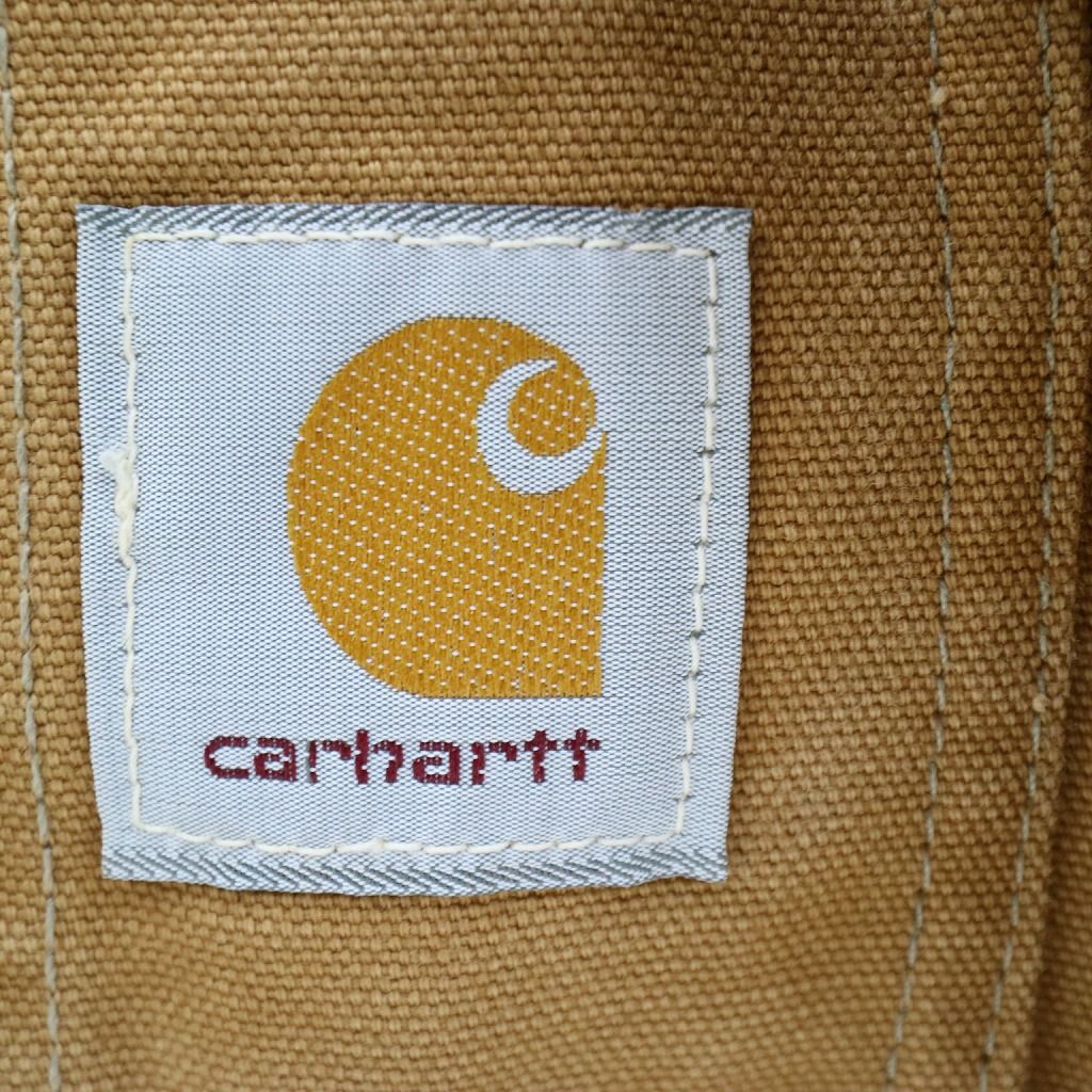90年代 USA製 Carhartt カーハート ダブルニー サロペット オーバーオール ワーク ダック地 ブラウン系 (メンズ 40×32)   N5751