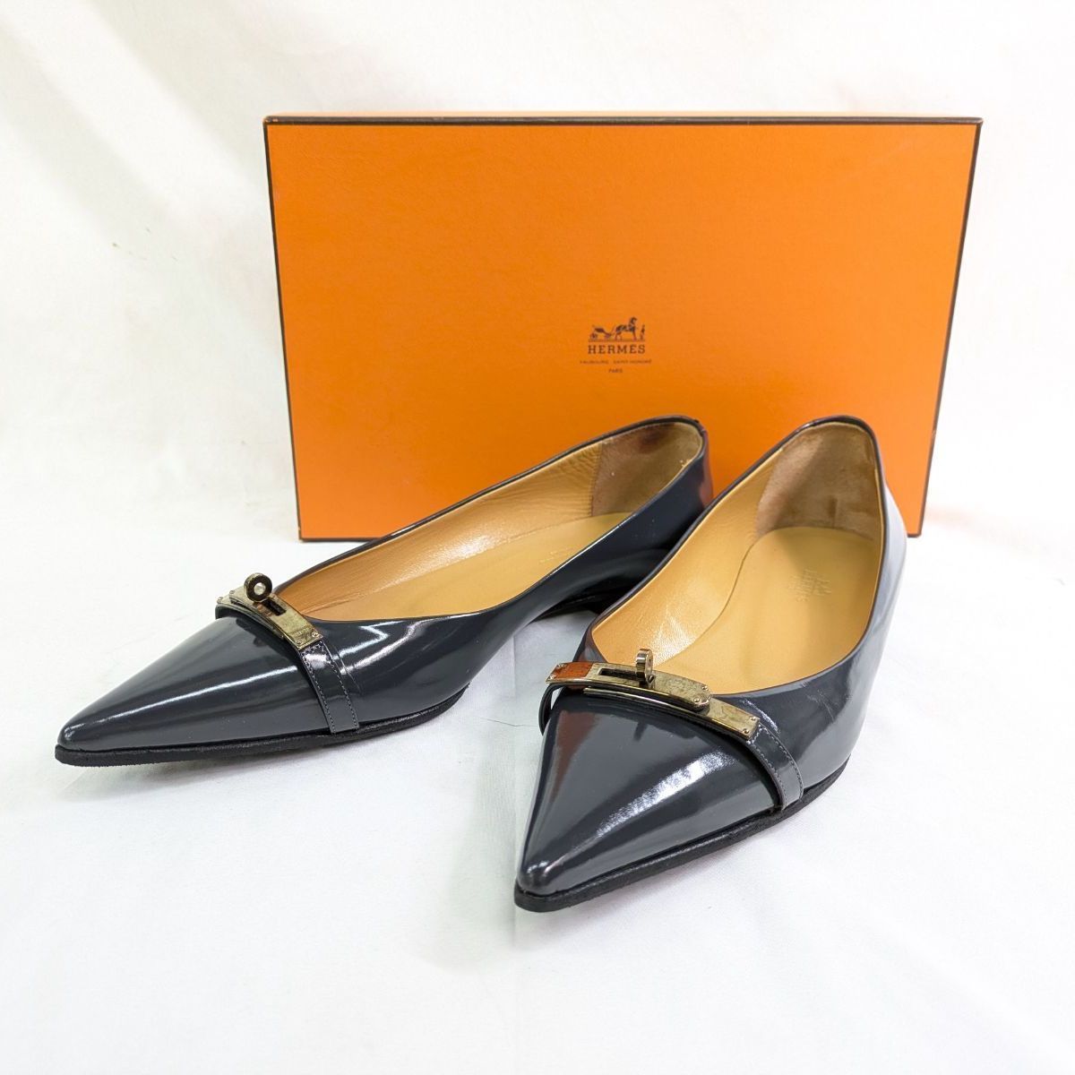 HERMÈS|エルメス ケリー 39 金具 バレエシューズ フラット パンプス