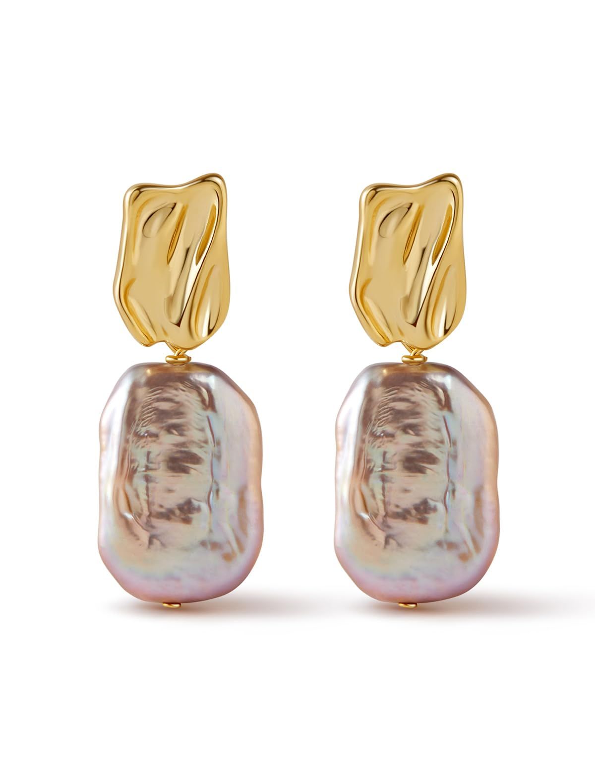 Special price S925 silver needle pink purple metal allergy friendly freshwater pearl earrings freshwater pearl jewelry French style purple natural pearl vintage style romantic baroque pearl earrings retro elegant [FANGYOU] earrings popular for women