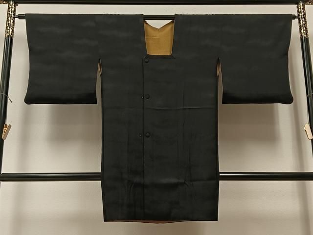 平和屋着物＃道行コート リバーシブル 霞文 暈し染め 黒地 ロング丈