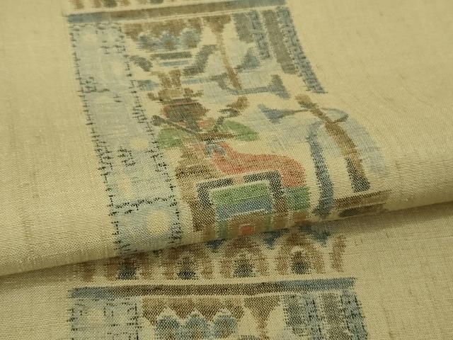 平和屋着物□極上 本場眞綿結城紬 壁画文様 やまと誂製 証紙付き 逸品  