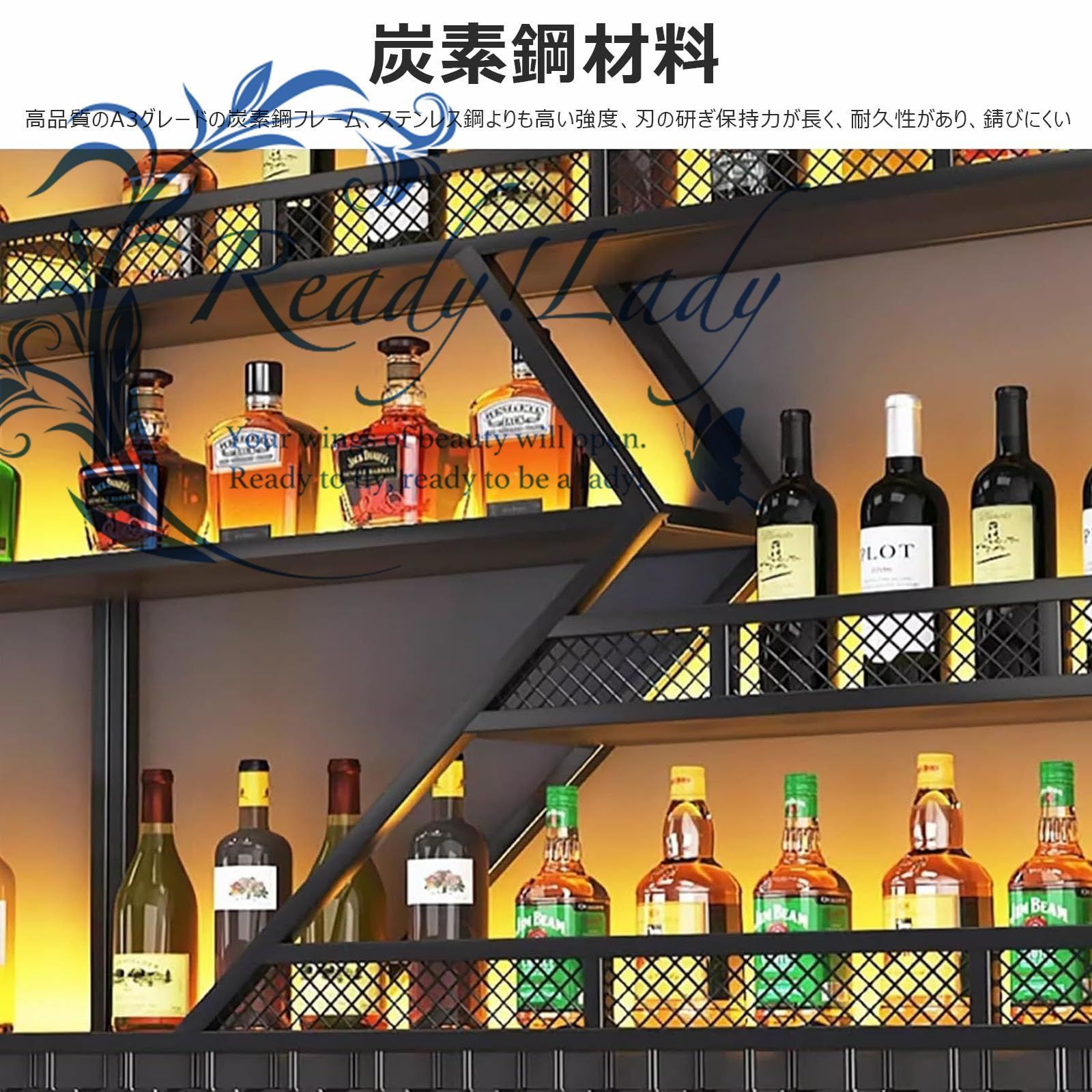 金属吊り下げゴブレットラック 酒ボトルの表示棚