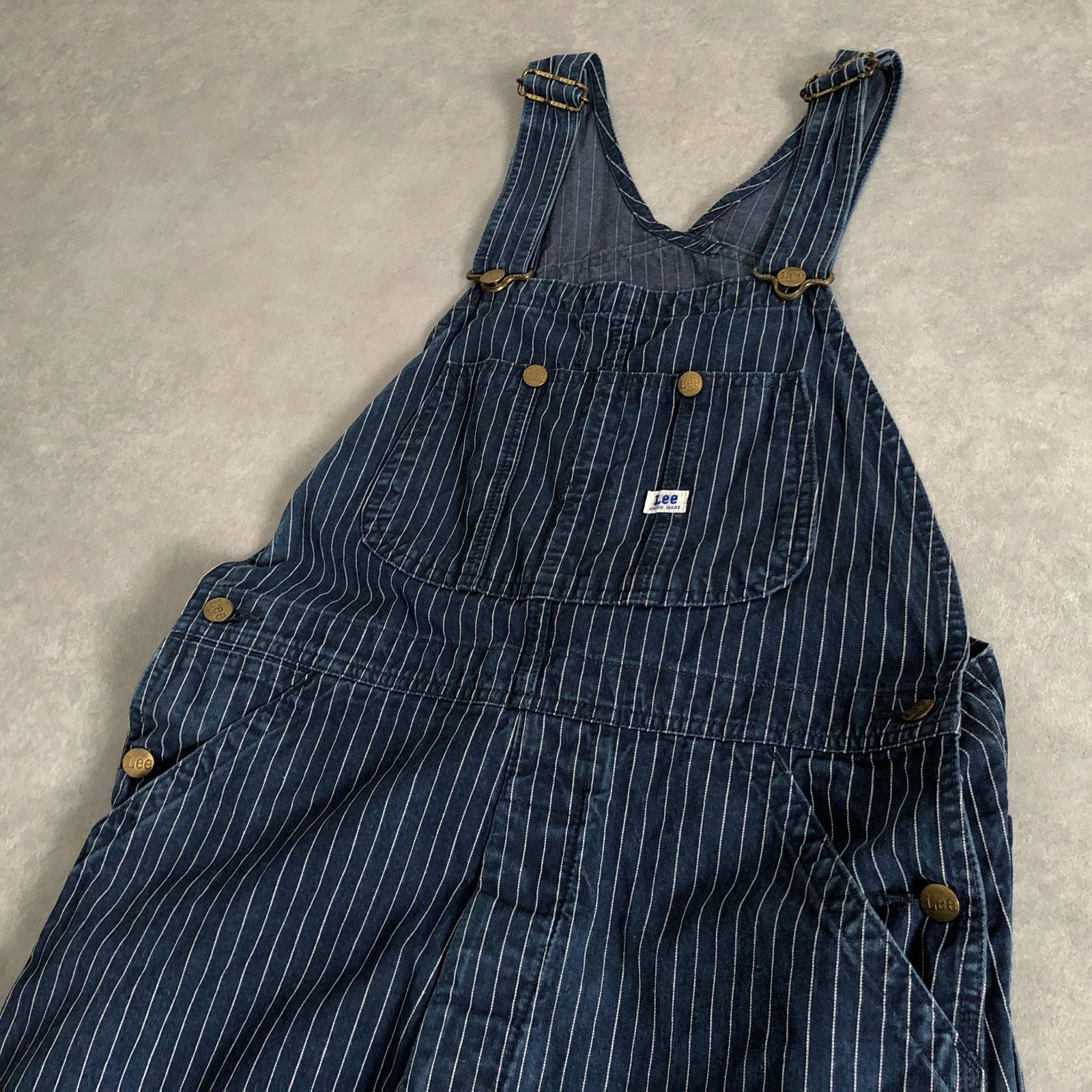 Leeリーストライプデニムオーバーオール ヒッコリー アメカジ ヴィンテージ 美品 Lee VINTAGE OLD MODEL レプリカ ヒッコリー ストライプ