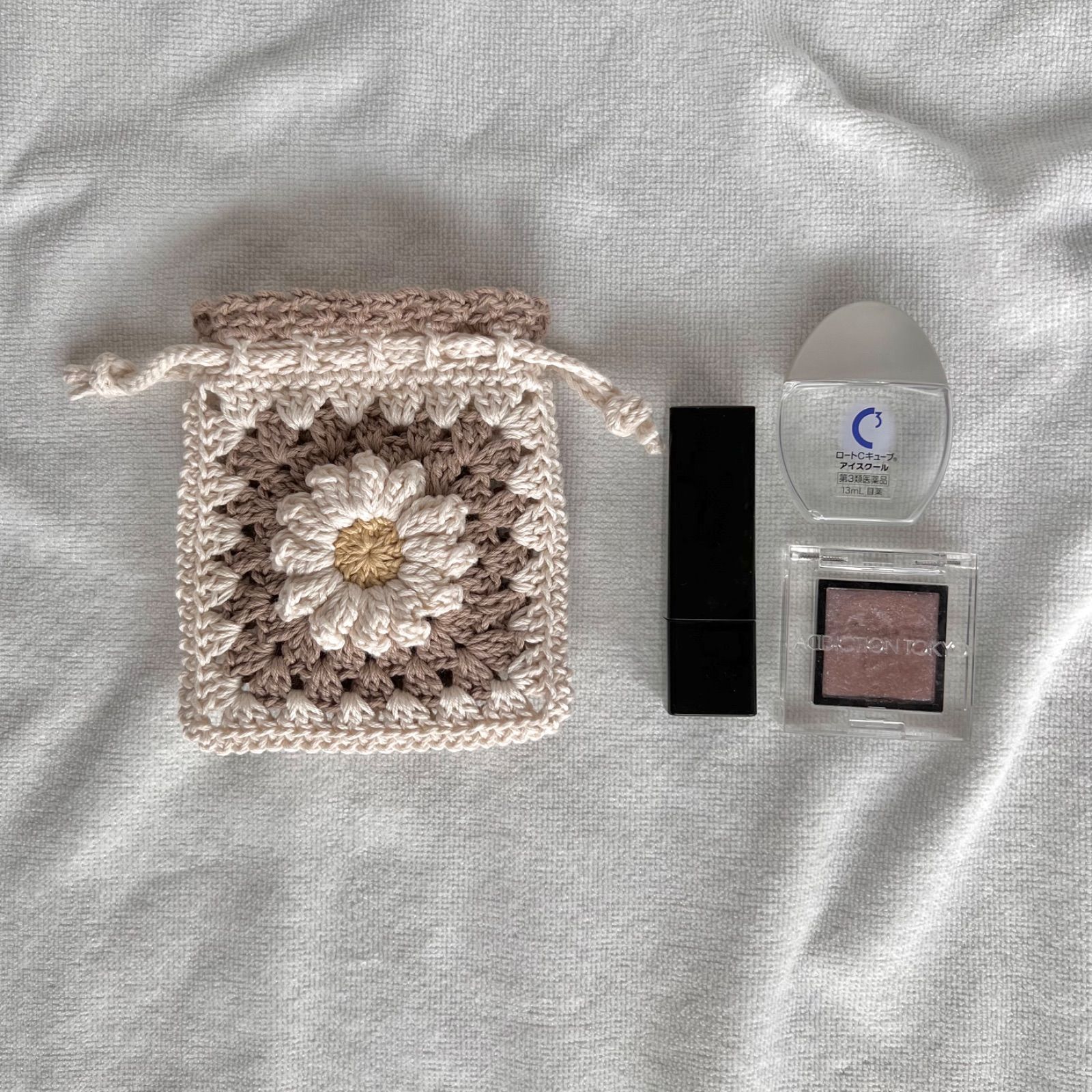 ぷっくりお花の巾着ポーチ🌼】きんちゃく おはな コットン - メルカリ