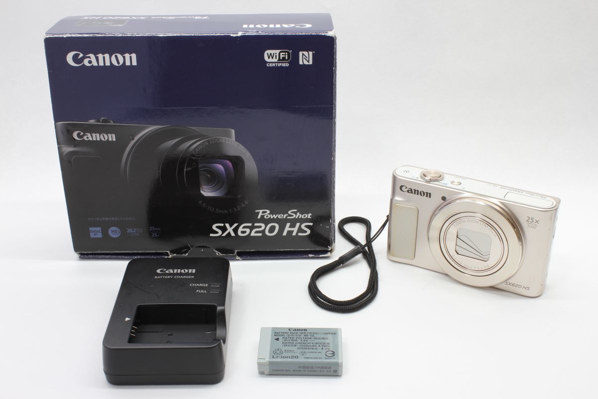 動作 キャノン Canon PowerShot SX620 HS ホワイト 動作 済 バッテリー 充電器 元箱