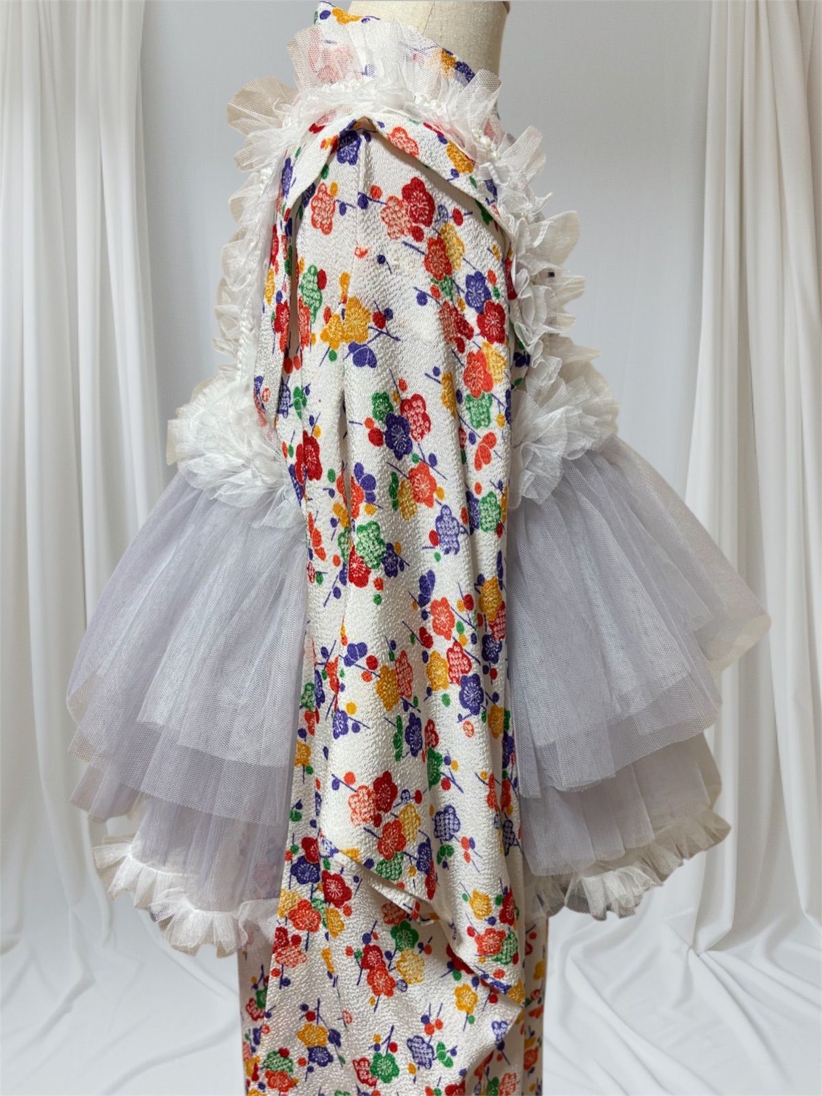 被布エプロン【ラベンダーフリル】チュール被布　被布ドレス　七五三　チュールドレス 被布エプロン【ラベンダー】チュール被布被布ドレス七五三