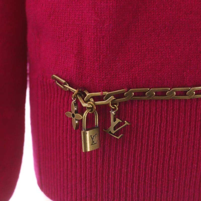 ルイヴィトン LOUIS VUITTON チェーン装飾 カシミヤ ニット セーター 長袖 Vネック XS マゼンタピンク RW052B /MI ■OS  ■SH