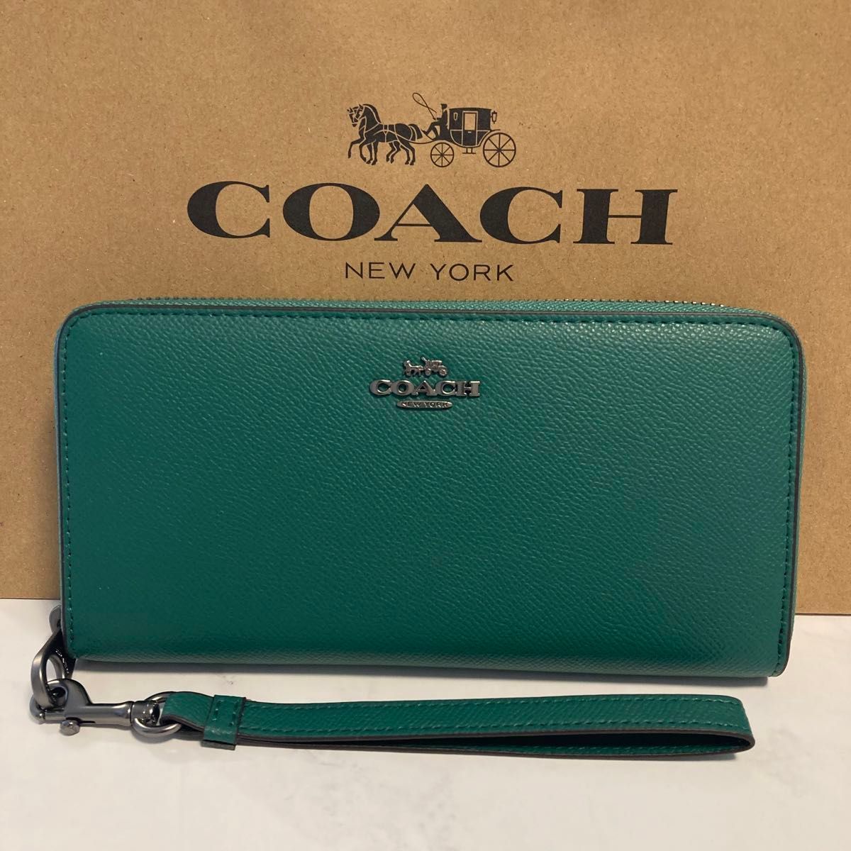 新品未使用 COACH 長財布 コーチ 長財布 レディース メンズ シンプル グリーン 緑 型番 C3441 - メルカリ