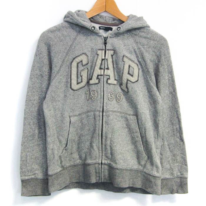 ギャップ 長袖パーカー ジップアップ トップス フード紐なし キッズ 男の子用 150サイズ グレー GAP 【中古】