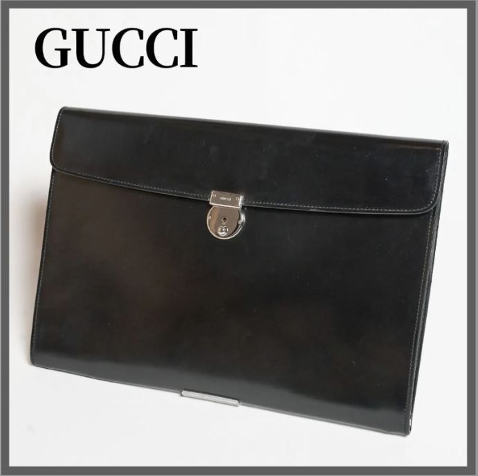 GUCCI グッチ ビジネスバッグ クラッチバッグ ブラック メンズ 鍵付