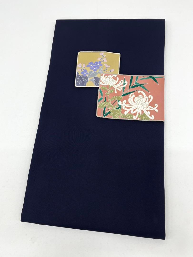 正絹　塩瀬　名古屋帯　黒地　梅　手描き　染め　友禅 京友禅 手描き 塩瀬 染帯 九寸名古屋帯 金彩 菊 正絹 黒地 - メルカリ