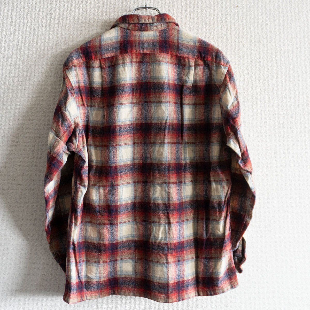 雰囲気抜群 PENDLETON 70s オンブレ シャドー チェック シャツ L オープン ボックスシルエット ペンドルトン 25100963