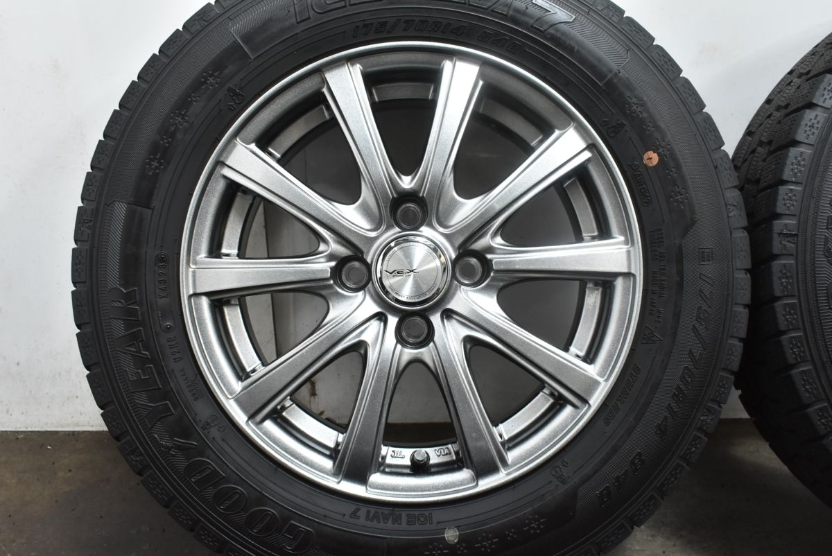 175/70R14 フィット　バリ山 2023年製 バリ溝美品】VEX 14in 5.5J+38 PCD100 グッドイヤー