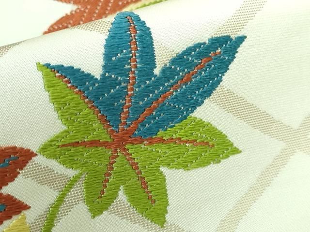 平和屋着物□極上 西陣 河合美術織物謹製 九寸名古屋帯 唐織 青々