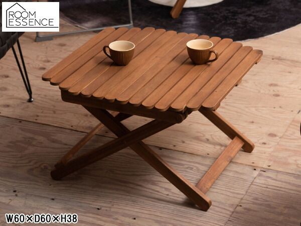 東谷 フォールディングローテーブル ブラウン W60×D60×H38 NX-531