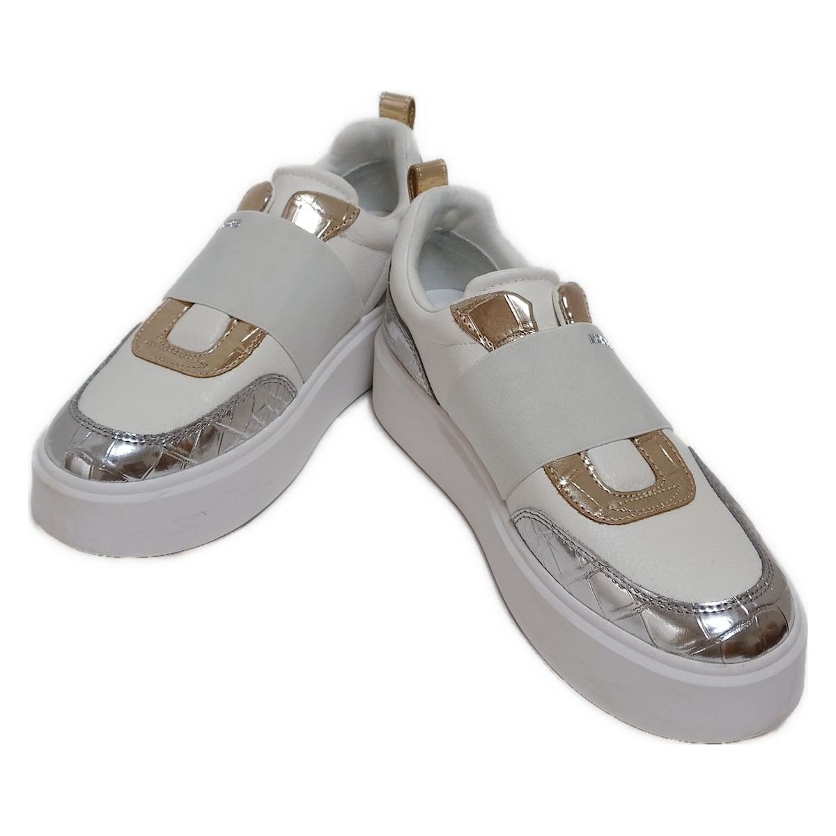 MICHAEL KORS マイケルコース スリッポン レディース - 白×シルバー×ゴールド インソール取外し可 レザー