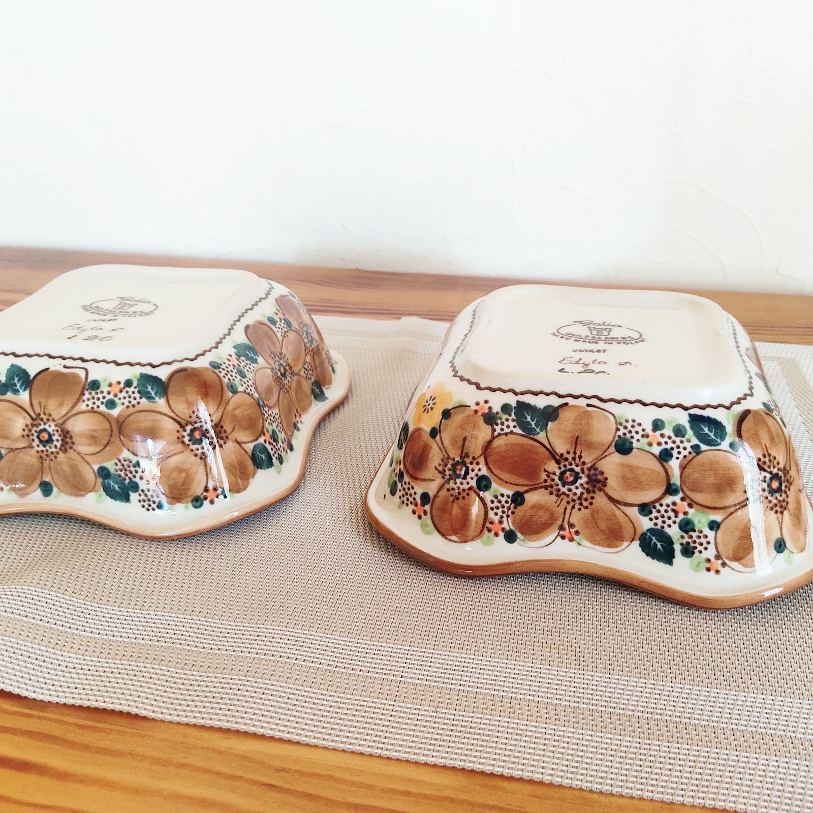 ✴︎新品未使用✴︎ポーリッシュポタリー スクエアボウル 15cm 20cm セット ポーリッシュポタリー スクエアボウル大