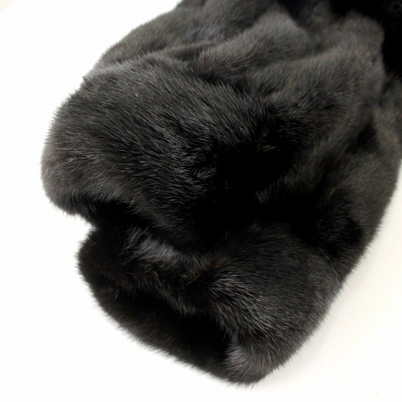 ブラック系ファーコート 11号＋ ファーコート ミドル ハーフ ミンクファー リアルファー 毛皮 総
