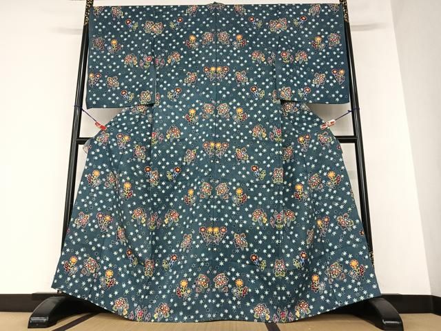 平和屋着物▽上質な小紋 単衣 青海波 正絹 逸品 AAAS3068iu