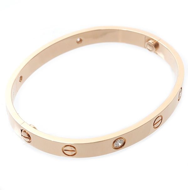 広尾店】 カルティエ Cartier ラブブレス ハーフダイヤ size17 K18PG  