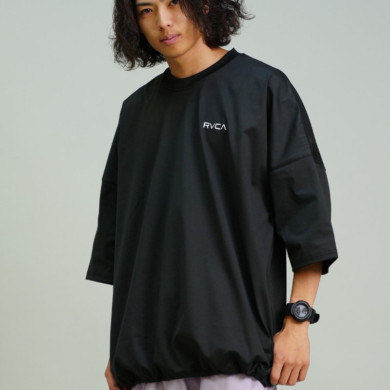 【ムラスポ公式】RVCA ルーカ ラッシュガード 水陸両用 tシャツ 袖ドローコード バックプリント オーバーサイズ BE04A-P25 メンズ レディース