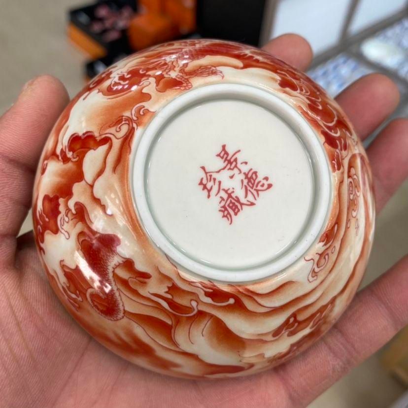 新品 中国美術 紅竜紋杯 湯呑 茶器 茶杯 煎茶道具 - メルカリ