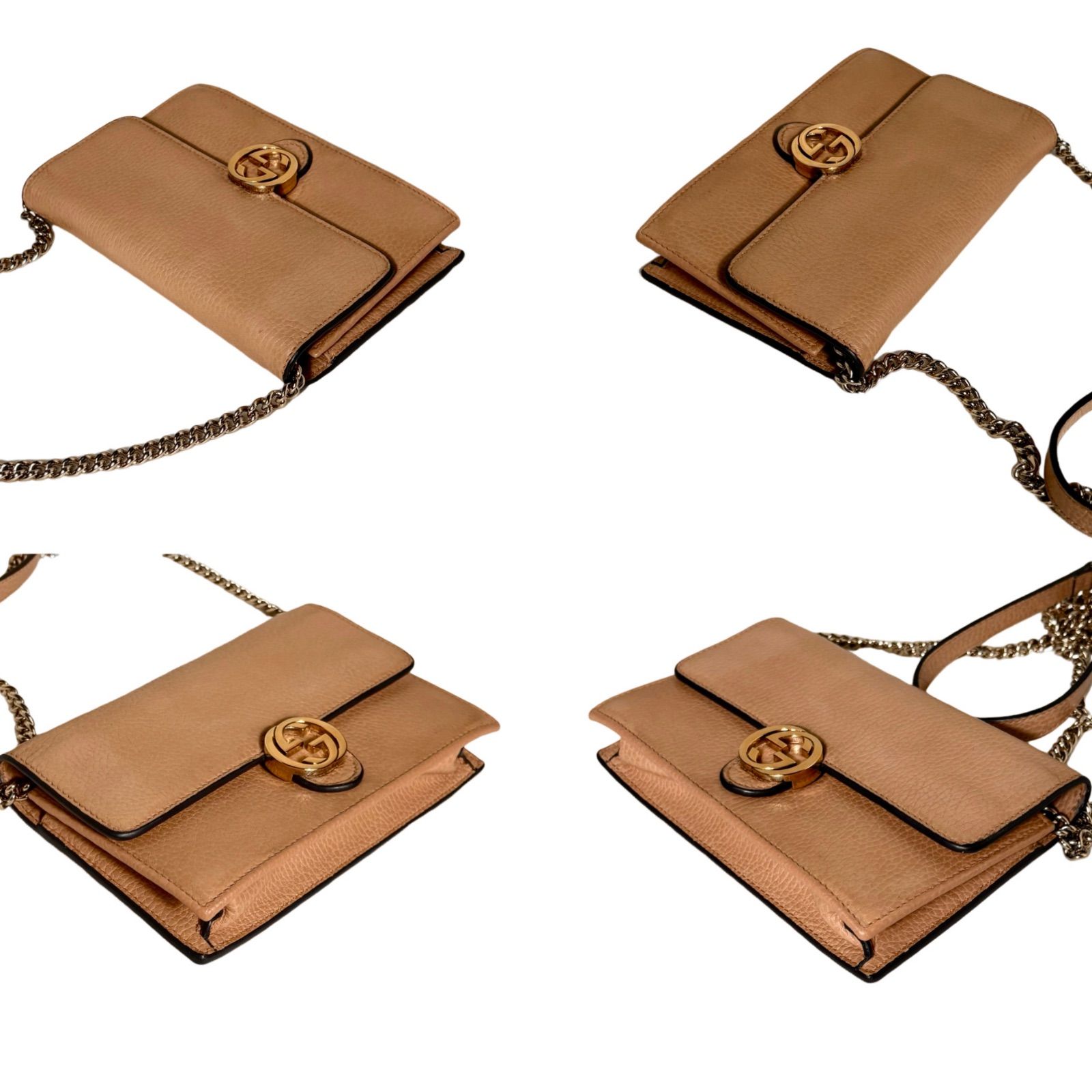 極美品】 GUCCI グッチ ショルダーバッグ ダラーカーフ ローズベージュ  