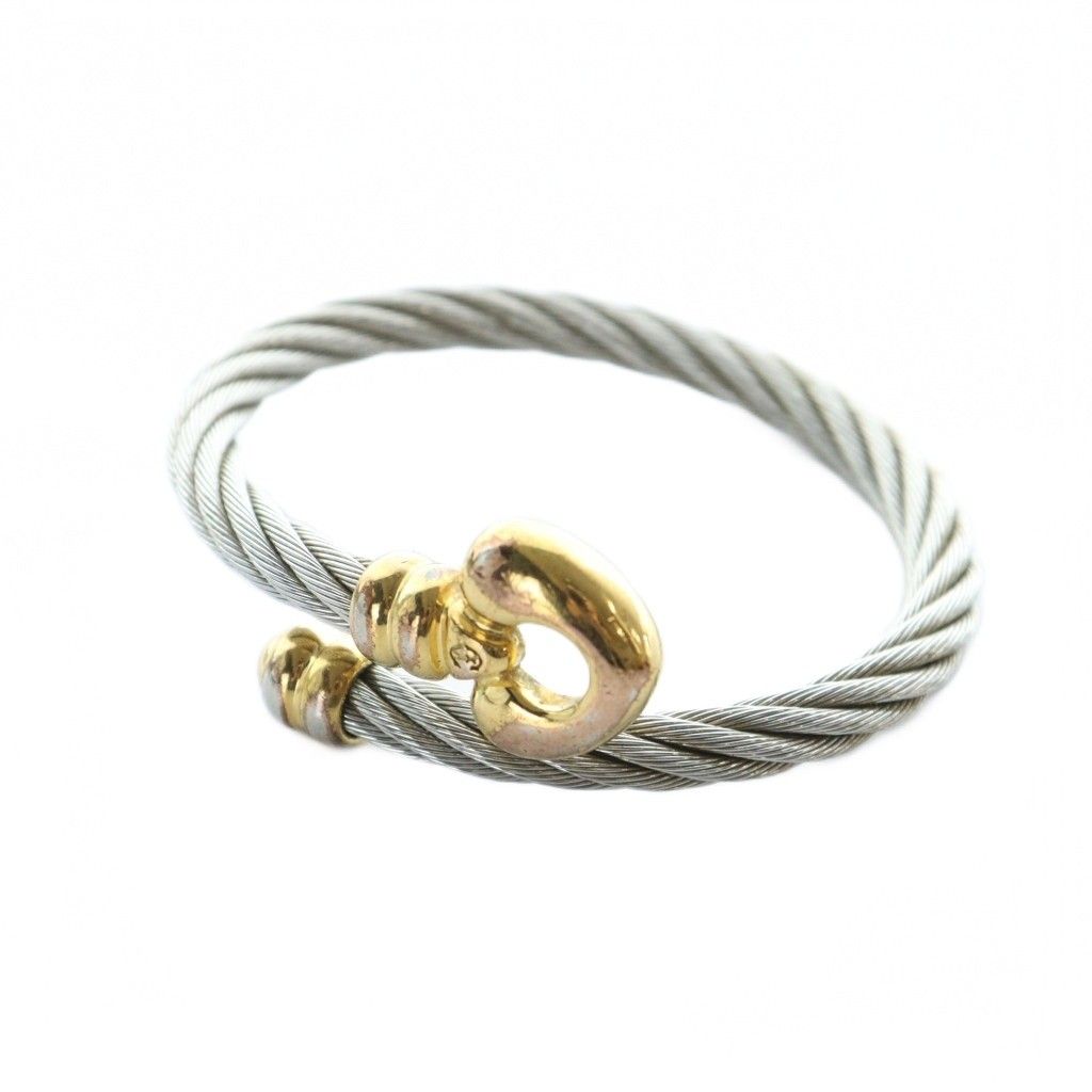 フィリップ シャリオール PHILIPPE CHARRIOL ブレスレット アクセサリー バングル ワイヤー ロゴ 刻印 シルバー色 ゴールド色 GY17 |MQ