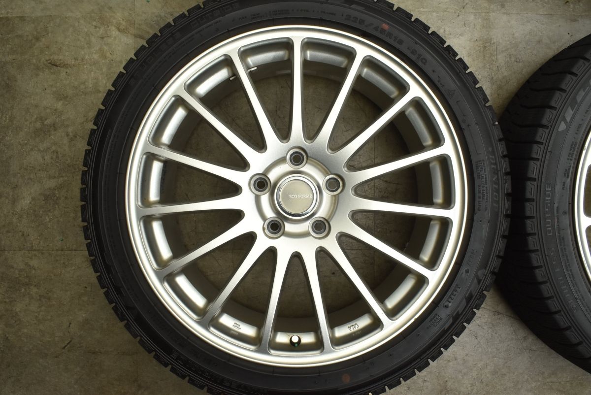 【良好品】エコフォルム 18in 7.5J +53 PCD114.3 ダンロップ ウィンターマックス 03 225/45R18 オデッセイ ヴェゼル レヴォーグ RX-8