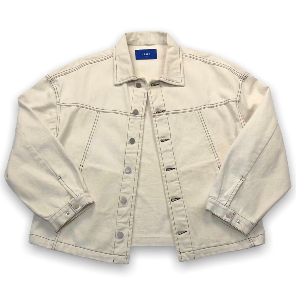 vintage ステッチジャケット ホワイトデニムジャケット クリーム色 