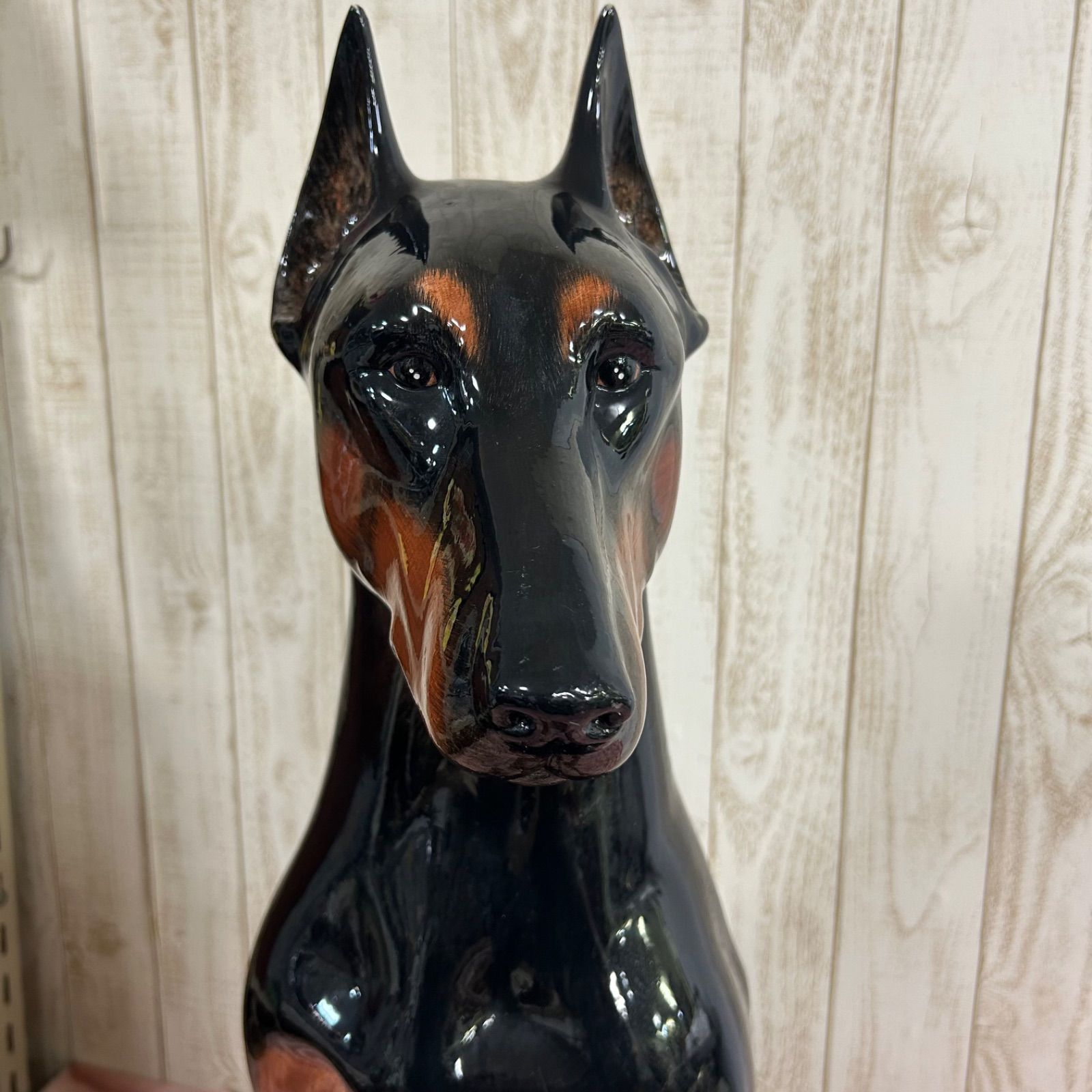 ドーベルマン イタリア製 大型置物犬 高さ約 84cm ガーデンオブジェ