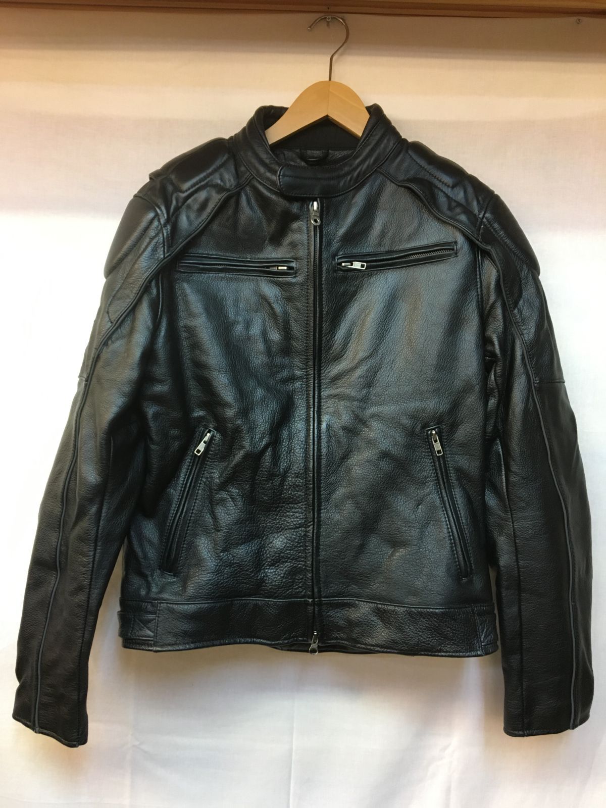 ▽ Harley-Davidson ハーレーダビッドソン レザー ライダース ジャケット バイク ウエア バイカー 刺繡 ブラック サイズS