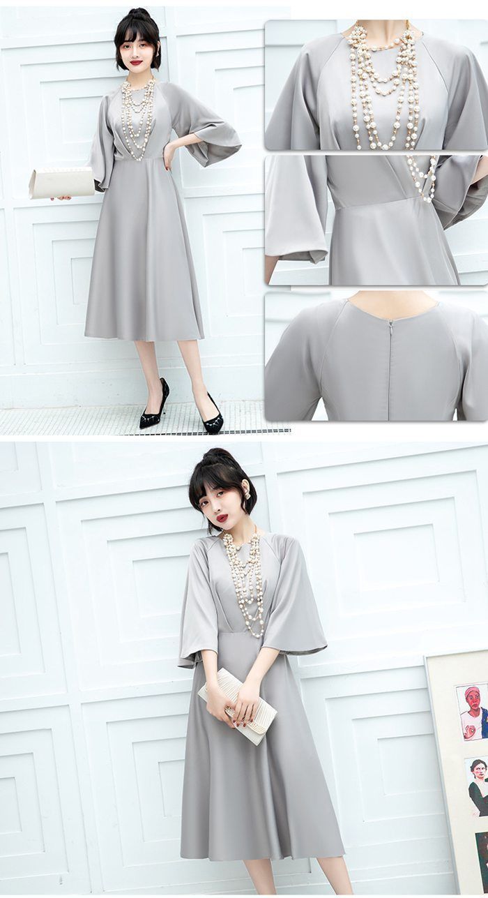 パーティードレス レディース ドレス 二次会 花嫁 パーティードレス ミモレ丈 結婚式 お呼ばれ ワンピース 二次会 ゲスト 袖あり 謝恩会 発表会 演奏会 同窓会 成人式 フォーマル yuanmeng31 MERCADOAVALIA_COM_BR