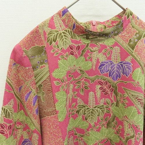 シセンドウ 詩仙堂 ヒトシタムラ カットソー ブラウス プルオーバー 七分袖 ちりめん 総柄 和柄 x968968