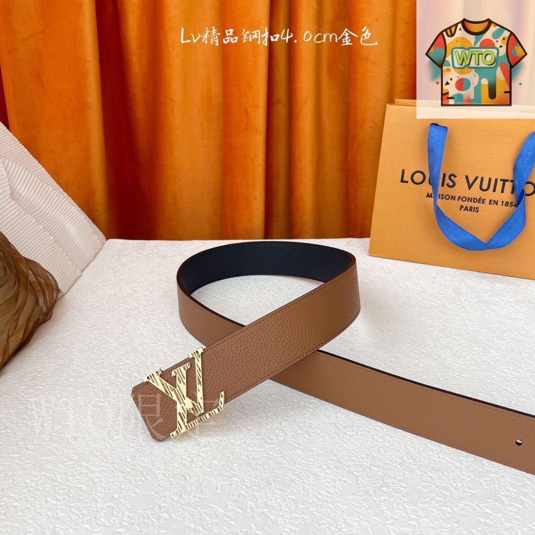 今日特価】LOUIS VUITTON Double-sided ライチ柄 レザーベルト-2