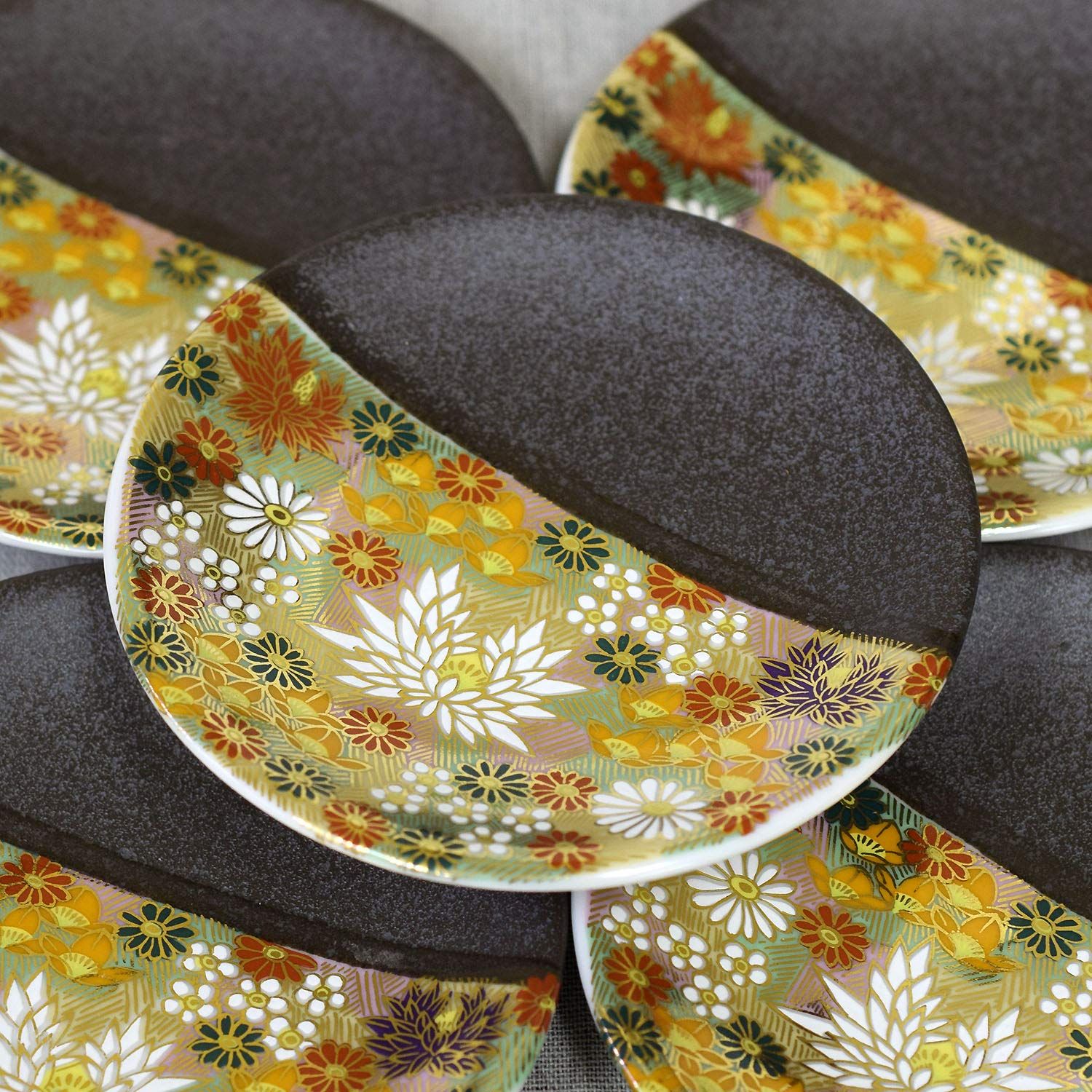 時代物『九谷焼』「八寸皿」五枚セット 九谷焼 | お皿 時代絵(5枚