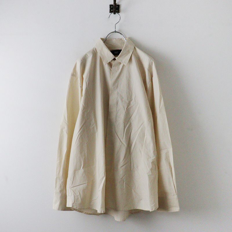 定価2.2万 ヴウ VU base shirt 1/エクリュ ベースシャツ コットンリネン ブラウス 比翼 トップス メンズ【2400013741163】