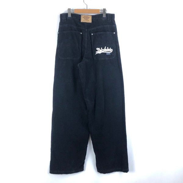 【古着】 Dickies ディッキーズ コーデュロイパンツ 細畝 ロゴ刺繍 ブラック系 メンズW32 【中古】 n058768