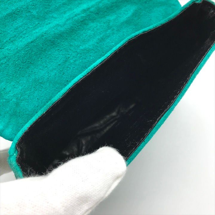 汎用性のある mila schon ミラショーン スエード ゴールド金具 キルティング チェーン ショルダー バッグ グリーン ウエスト ポーチ r147