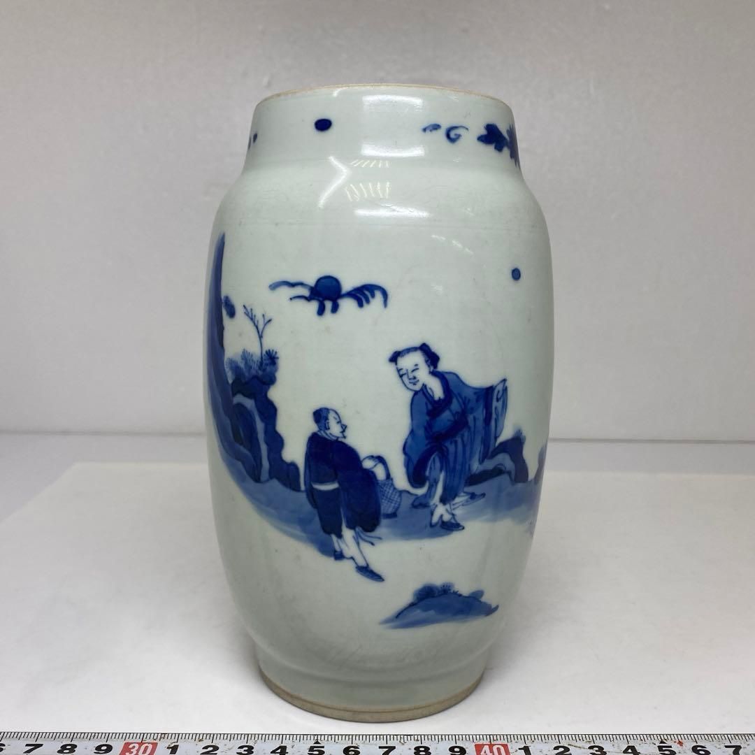 中国清時代 新渡 青花 花瓶 高さ18.5㎝ トヒオ 東な6-0829 2F