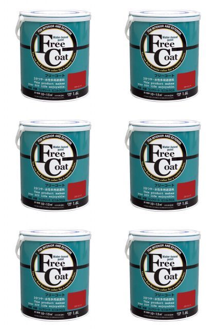 アトムハウスペイント 水性フリーコート 1 6 L スカーレット 6缶セット