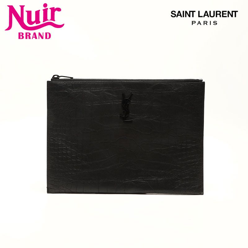 YVES SAINT LAURENT イヴ サンローラン クラッチバッグ 型押しレザー モノグラム