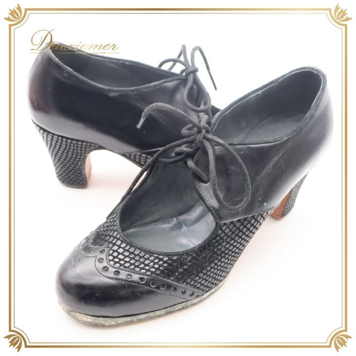 フラメンコ 衣装 サイズ38 ドンフラメンコ 靴 シューズ レディース ブラック系 黒 ヒール 釘有り DON FLAMENCO スペイン製 練習 舞台 発表会 フラメンコ 靴 スペイン製 ヒール シューズ ブラック系 レッスン おしゃれ デザイン 釘付き