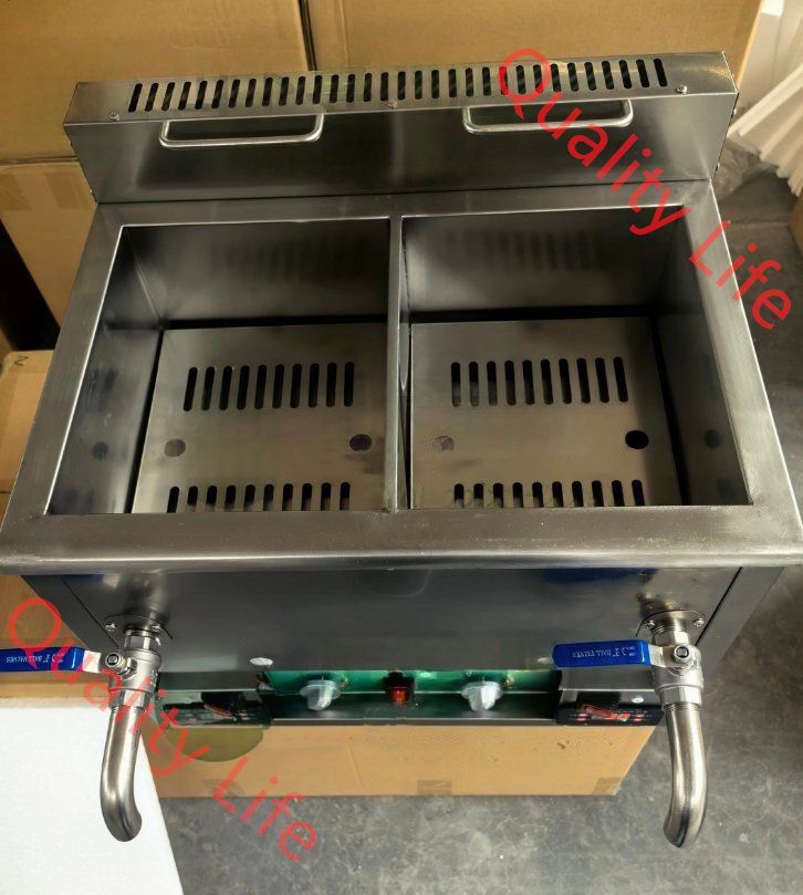 LPガス ガスフライヤー 2槽式 10L×2 サーモスタット 温度調節機能付き デジタルディスプレイ付き