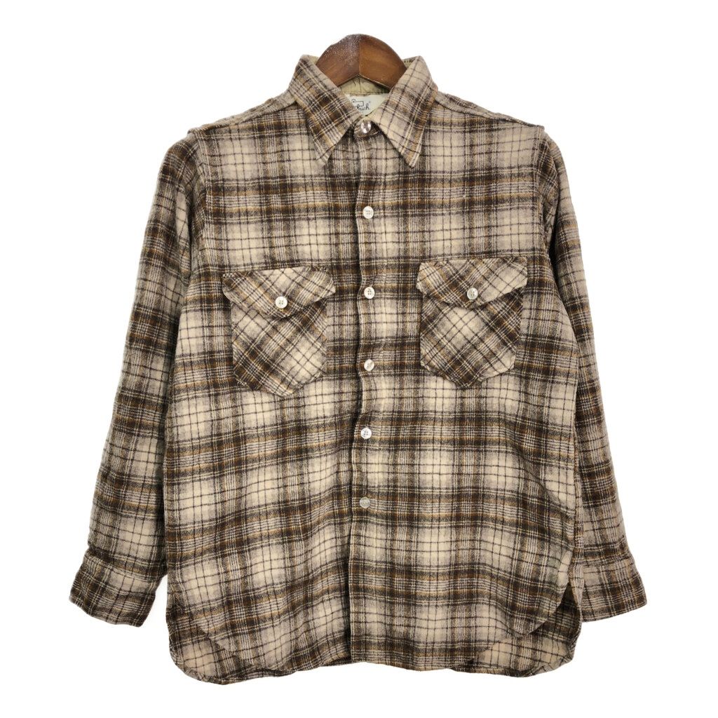 【希少古着70〜80年代】ウールリッチ　長袖ウールシャツ　オンブレチェック 70年代 WOOLRICH ウールリッチ ウール 長袖シャツ オンブレ