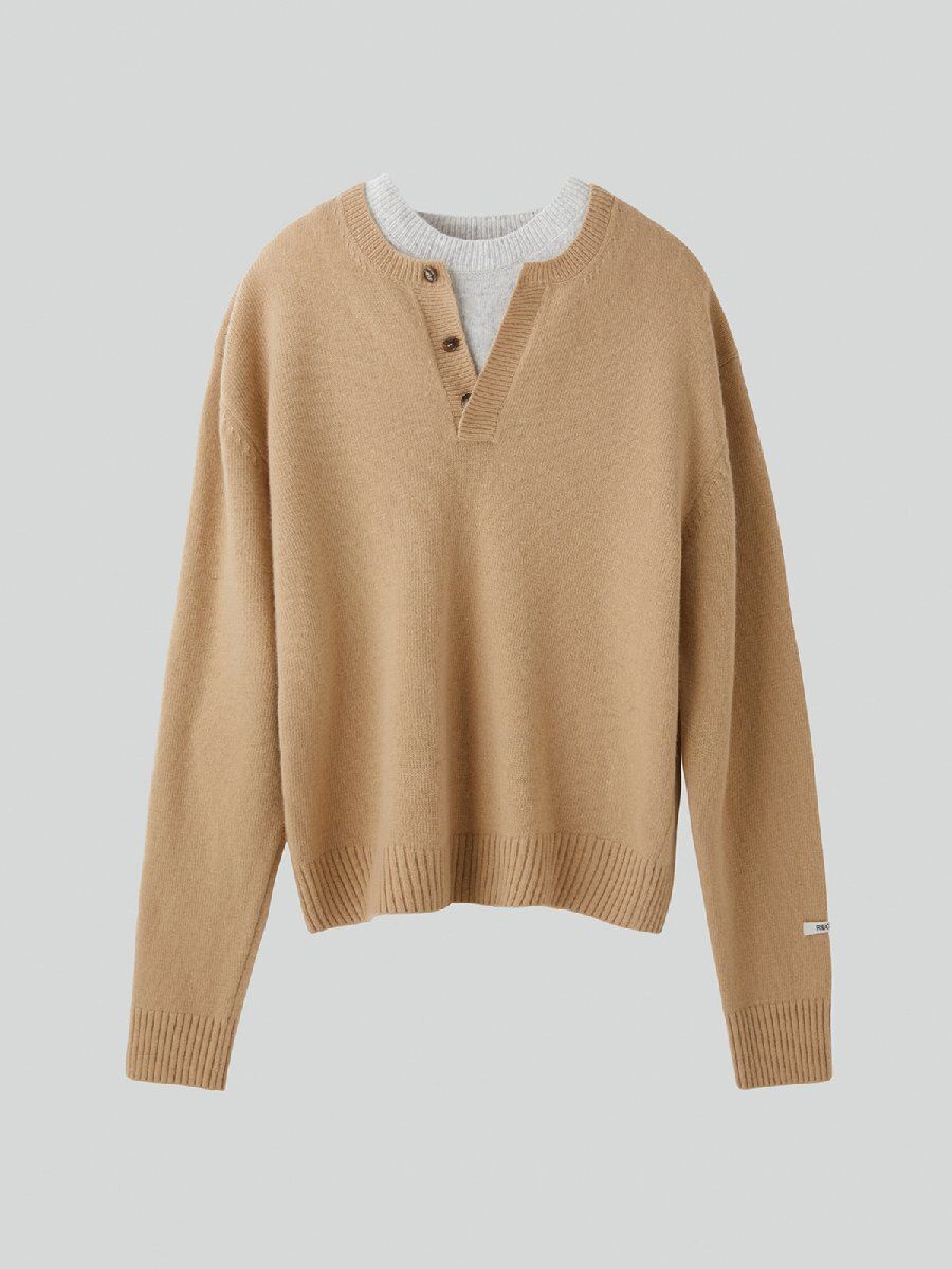 RECTO ダブルレイヤーニットトップ ベージュ 24FW【未使用】RECTO(レクト) DOUBLE LAYERS KNIT TOP (BEIGE
