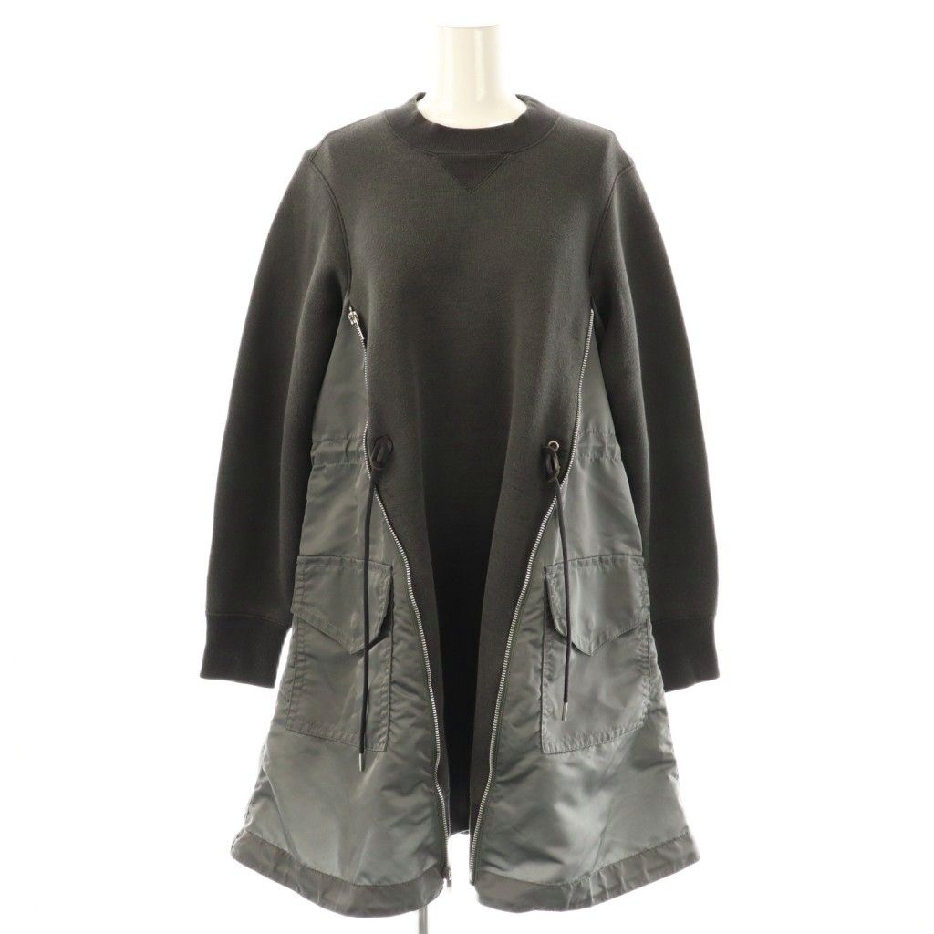 サカイ sacai 23年 Pre Sponge Sweat X Ma-1 Dress ドレス 長袖 スウェット 1 グレー ライトグレー カーキ SCW-069 DO OS