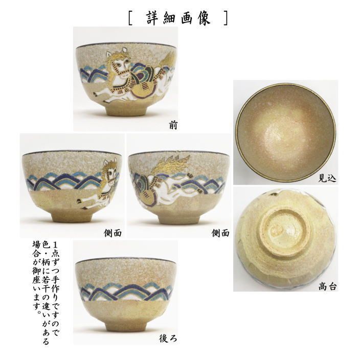 逢絢亭・新品】茶道具 茶碗 京焼 刷毛目 春野の図 中村与平 紙箱入り