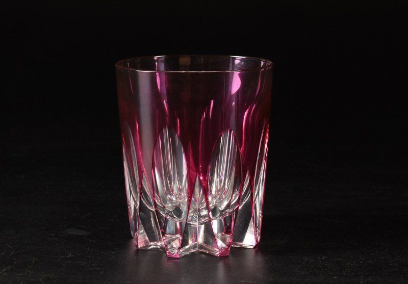 蔵A2395d HOYA ホヤクリスタル 色被せ切子 最 ロックグラス rystal glass Tumblr Collection